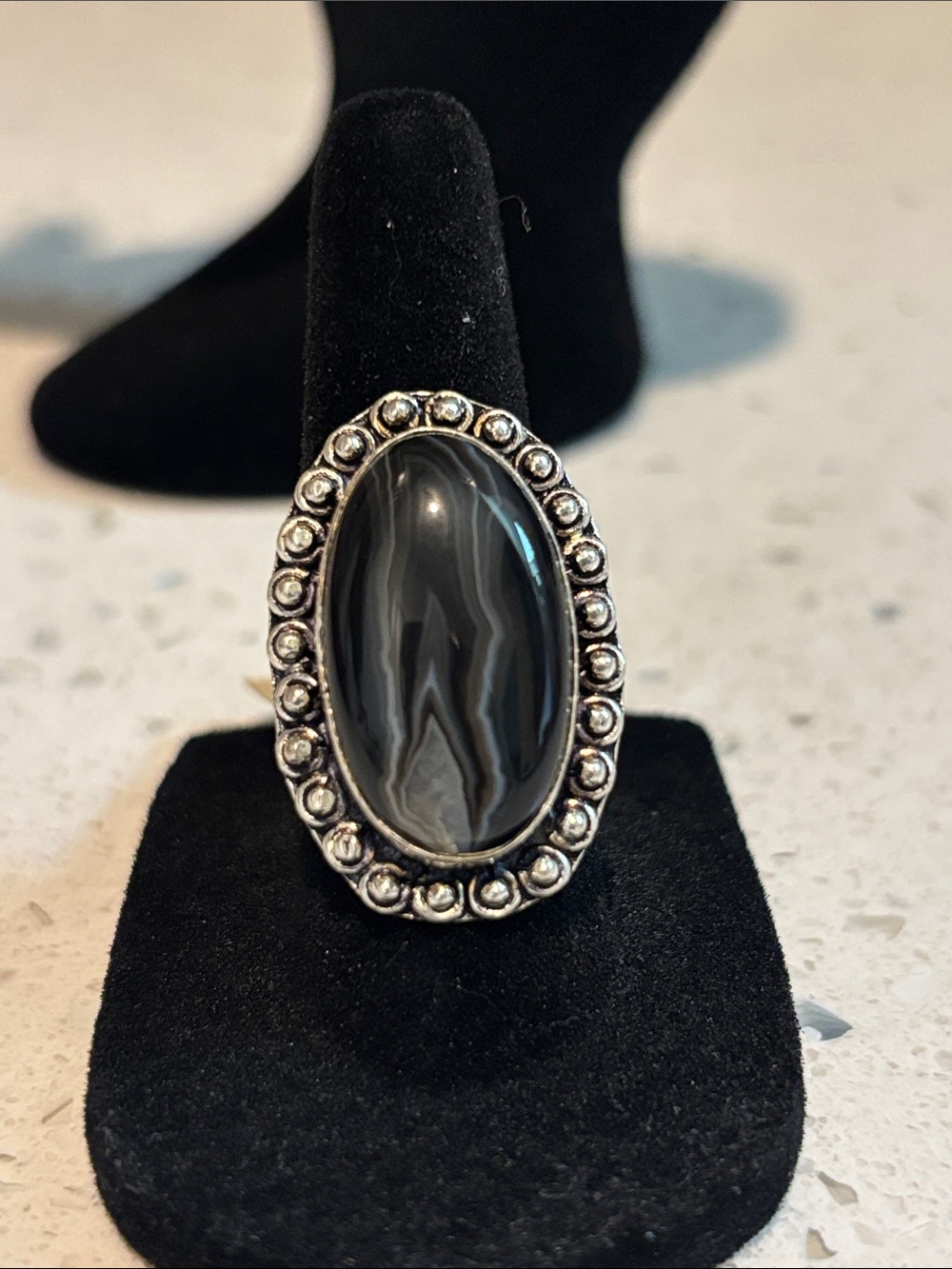 Artisan Handcrafted Botswana Agate Oval Statement Ring Size 7